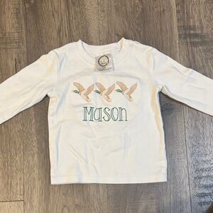 White Long Sleeve Kids Shirt with Bird Design
